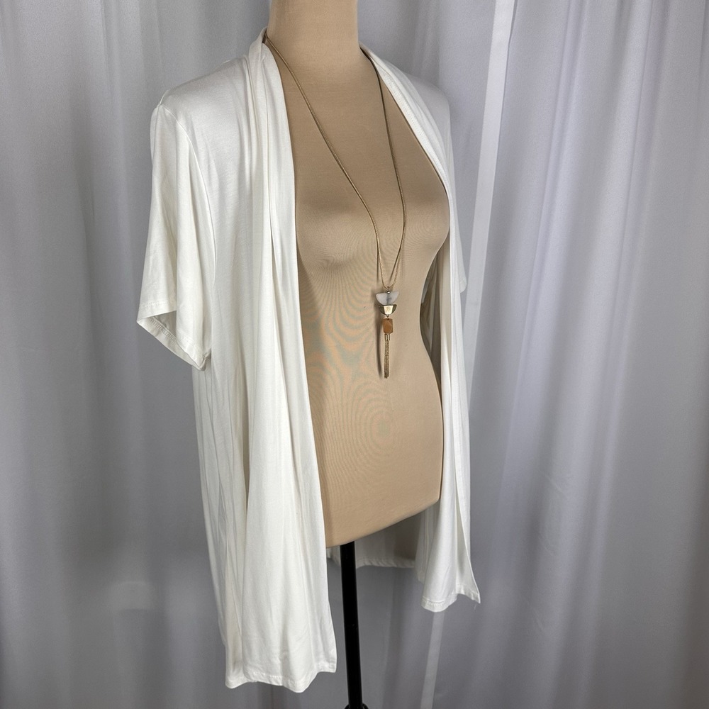 NWT ReneeC Plus 3XL Open Cardigan Ivory Natural Bamboo SOFT!! Comfy Stretch READ
